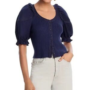 Sofie the Label Navy Puff Sleeve Top